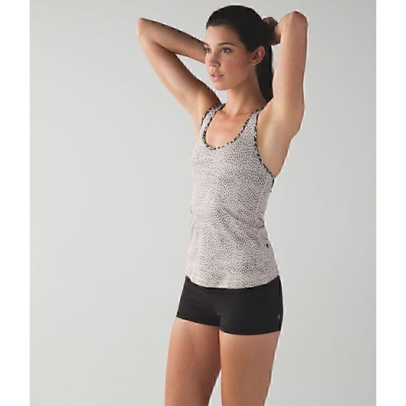 lululemon athletica Tops - Lululemon Dance to Yoga Tank Top Size 4 Tan Beige Black Mesh Athletic